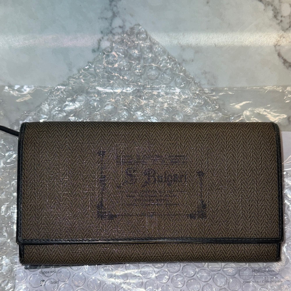 Bulgari Herringbone Olive Wallet